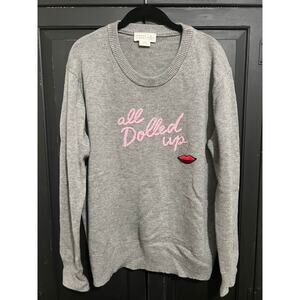 NWOT KATE SPADE ALL DOLLED UP XL GRAY SWEATER THE MATCHING HAT IS ALSO LISTED!